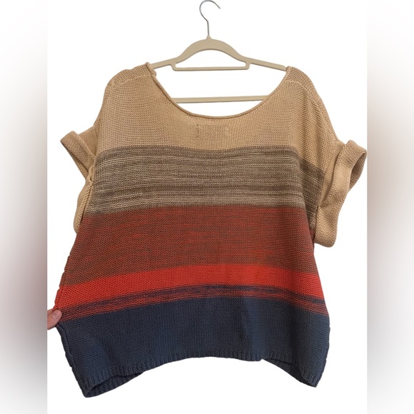 Urban Outfitters Ecote Colorblock Cable Pointelle Short Sleeve Sweater XS Sumner - Picture 7 of 13